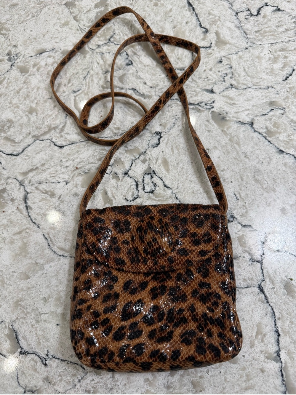 HOBO International Leopard Print Snakeskin Embossed Mini Crossbody Bag
